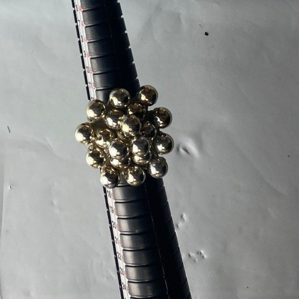 Womens Flower‎ Cluster Ring Silver Tone Adjustable Band Fashion Jewelry Size 3.5